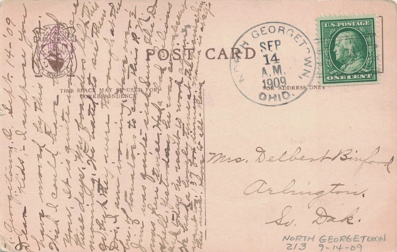 1909 North Ohio Doane (2/3) Cancel on Palmer's Home