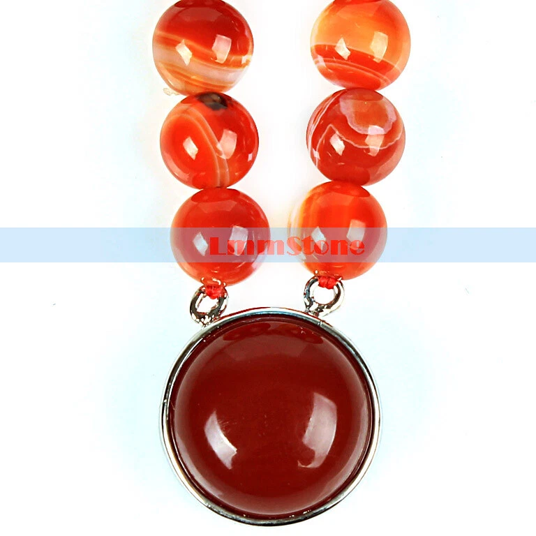 Double Layer 8mm Natural Round Red Agate Necklace 18/20 inch Long - Image 4 of 4