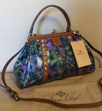 NWT Patricia Nash NEMOLI Deep Blue Nature Frame Satchel Removable Shoulder Strap