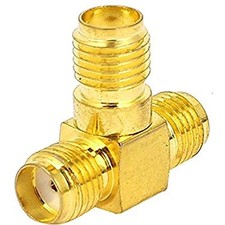 SMA Female to Double SMA Female Plug RF Coax Tee Connector Gold Tone High Quali