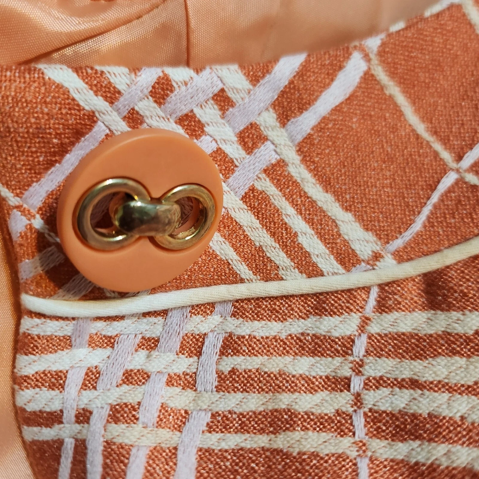 Giacca donna vintage Merona Oldey Money stilel Chanel Gran C Lrancione bianco