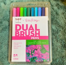 LILLY PULITZER Tombow Custom Color Pack Dual Brush Pen Set Fine Tip NIP #012447