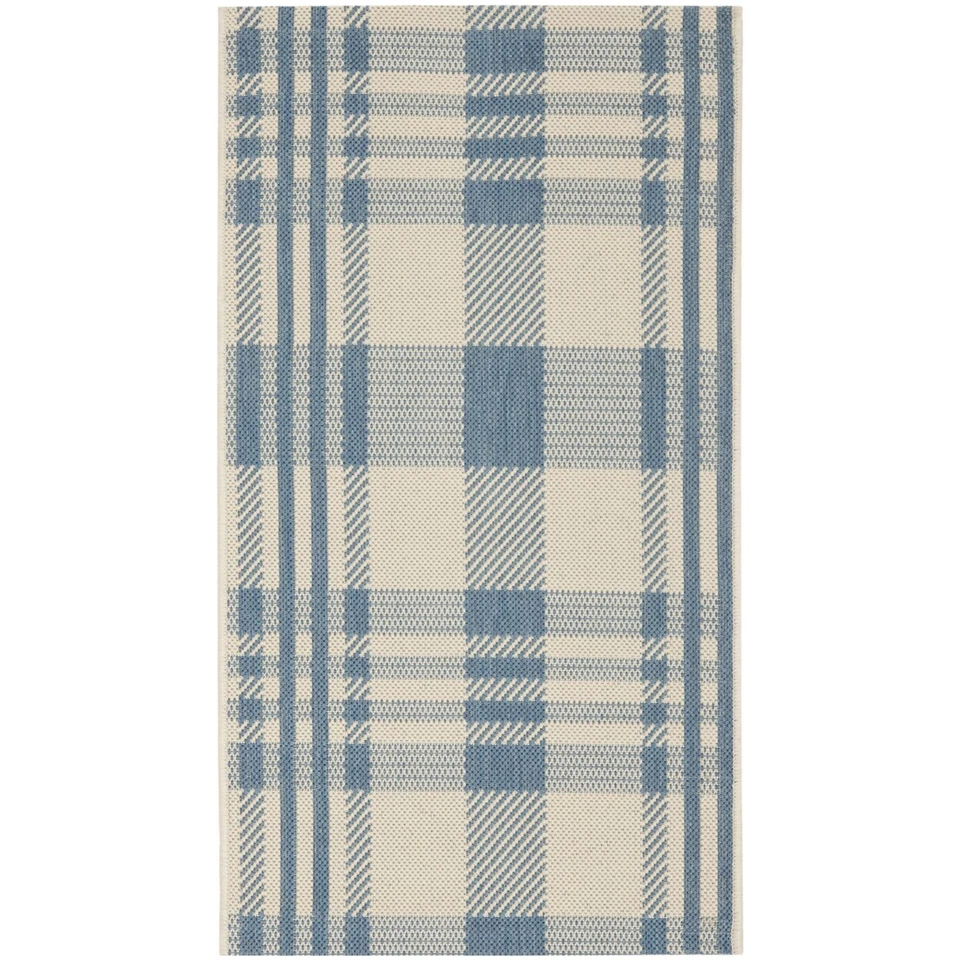 Alfombra SAFAVIEH Interior Exterior CY6201-233 Patio Beige/Azul Foto 2 de 4