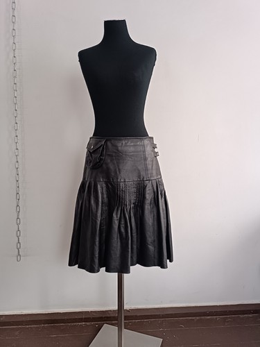 Need You Pleated Leather Skirt with Pocket Size 36 Black - Picture 5 of 23