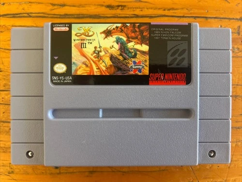 Ys III: Wanderers From Ys (Super Nintendo Entertainment System, 1992) Tested.