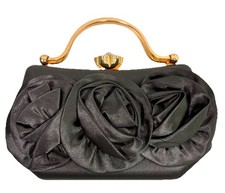 Elegant Floral Satin Evening Bag   Women  s Clutch Purse with Chain Strap wedding