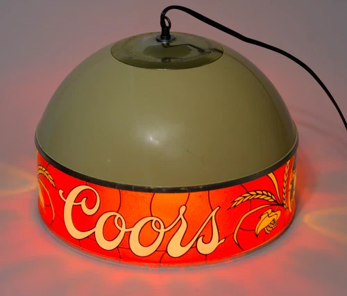 Vtg 1980 Adolph Coors Company Hanging Light Lamp Beer Bar Billiards Breweriana