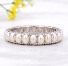Pearl Stackable Ring, Sterling Silver Eternit...