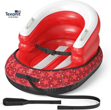 Snow Sled for Toddlers 1-3 with Canvas Cover, Inflatable Baby Sled with 3-Sided 