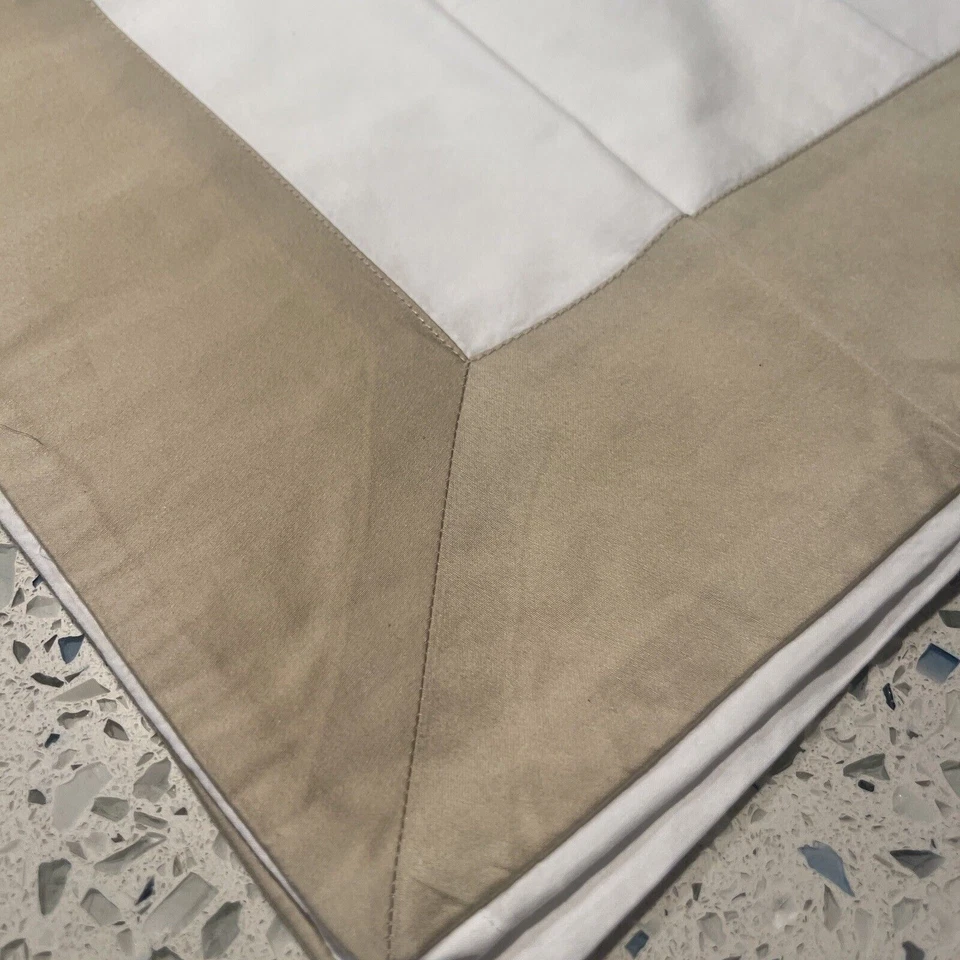 Sferra Casida Bronceado Borde Queen Plano Y 2 Fundas Blanco. ¡Nuevo! Foto 3 de 4