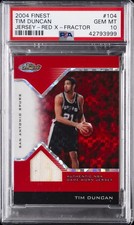 2004 TOPPS FINEST JERSEY-RED X-FRACTOR #104 TIM DUNCAN #/59 PSA 10
