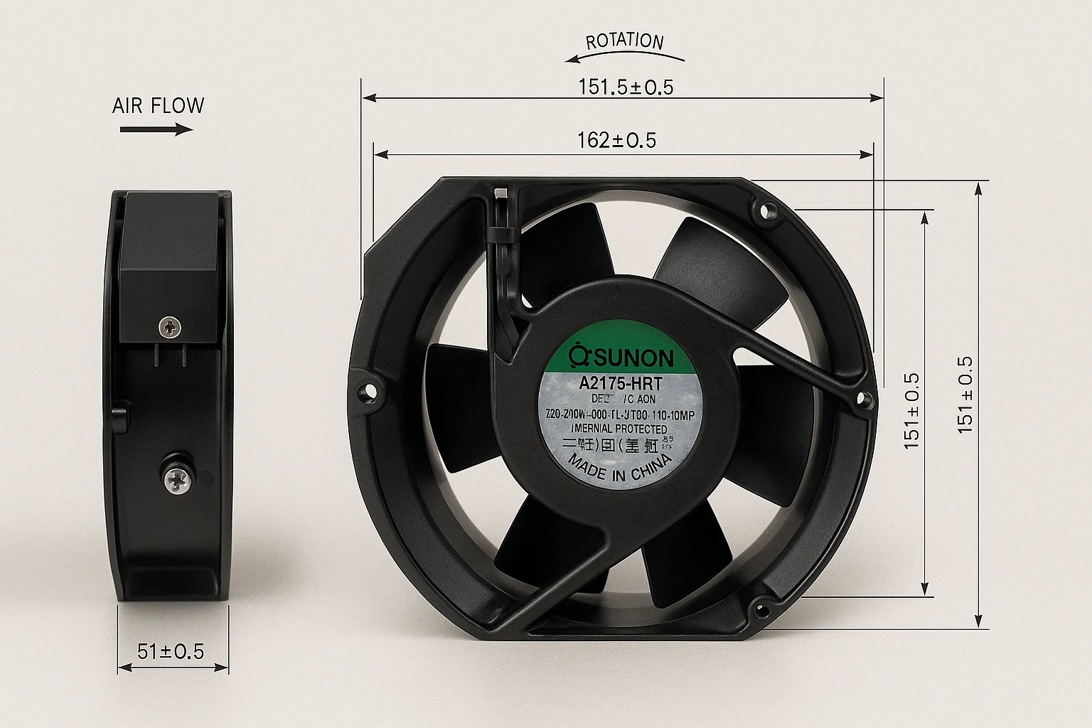 SUNON A2175HBT-TC AC Axiallüfter 230 V