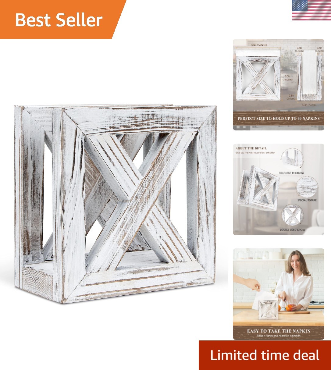 Handmade Farmhouse Napkin Holder for Tables - Perfect Rustic Kitchen Accessory