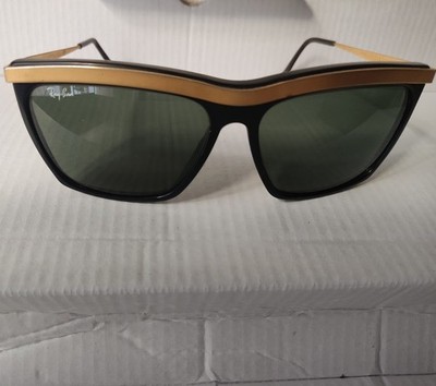 Bausch Lomb Ray Ban Olympian Sonnenbrille Vintage 80er Jahre schwarz/gold mit Etui