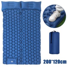 Inflatable Double Air Bed Camping Mattress Sleeping Mat Pad with Pillow 2 Person