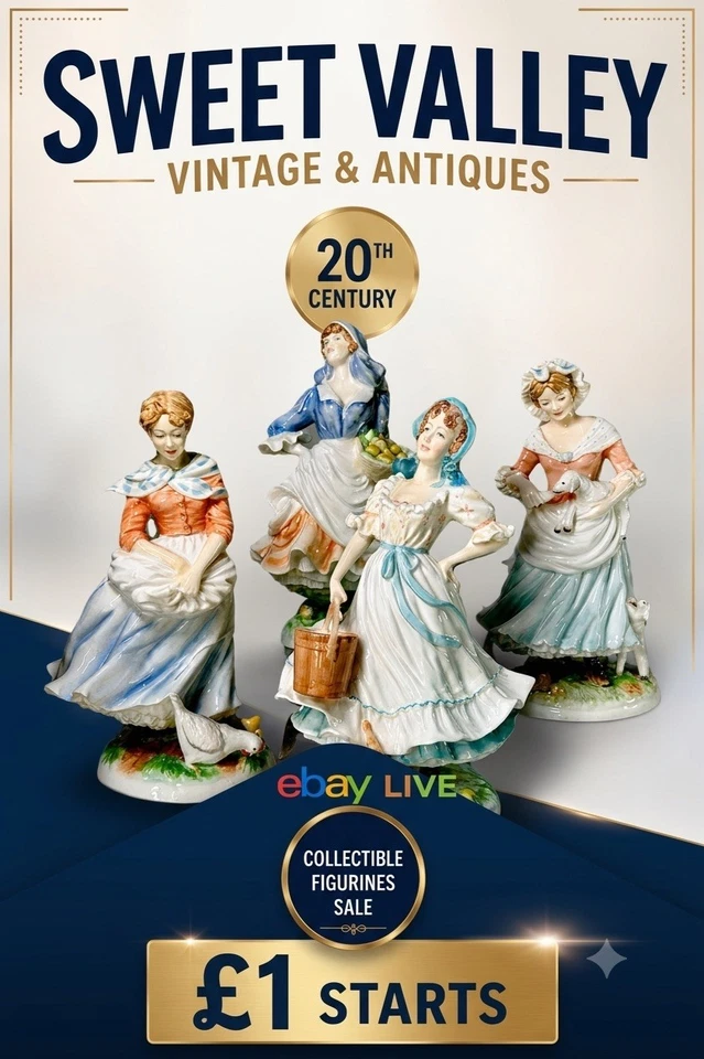 20th century collectible ceramic figurines. Low starts. Doulton, Coalport