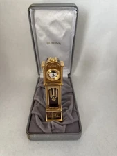 VTG Bulova Miniature Grandfather Collectible Clock Oxford B-0554 WORKS!