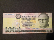 DDR, 1000 M, Banknote, EIGENE IDEE, L&Auml;NDEREDITION Spanien, neu