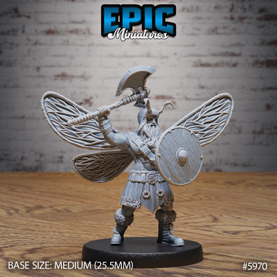 D&D Miniature - Barbarian Fairy Attack - 3D Model Print DnD RPG Figur Druck
