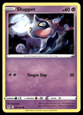 Shuppet 072/196 SWSH11: Lost Origin SWSH11 Atsuko Nishida
