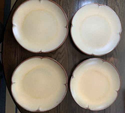 Vintage Frankoma MCM Brown Desert Gold Dinner Plate 5F 10” Scalloped 4 available