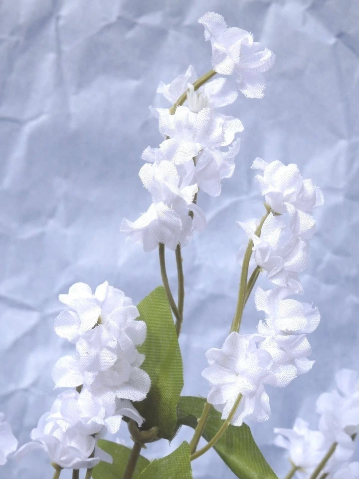 11 in. BLANCO Brillante Suave Seda Aliento Bebé FLOR Betta-planta segura, base de piedra, Foto 4 de 4