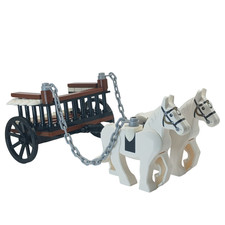 Carro Carrello Medievale Trainato da Cavalli - Set Costruzioni Personalizzato Compatibile LEGO