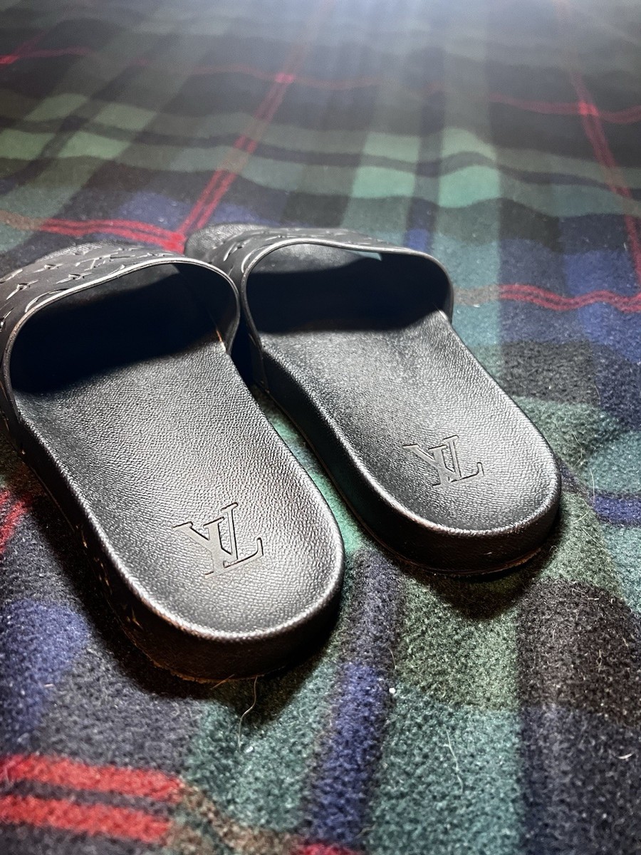 Louis Vuitton Waterfront Mule Slide Men's Black Monogram Rubber