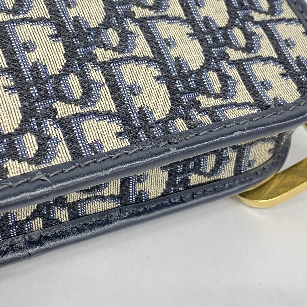 Auth [6ba1579] Christian Dior Clutch bag Oblique Canvas navy Gold metal fitt... thumbnail 7