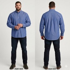 EDDIE BAUER Dress Shirt Men's XL Blue Solid Wrinkle Resistant