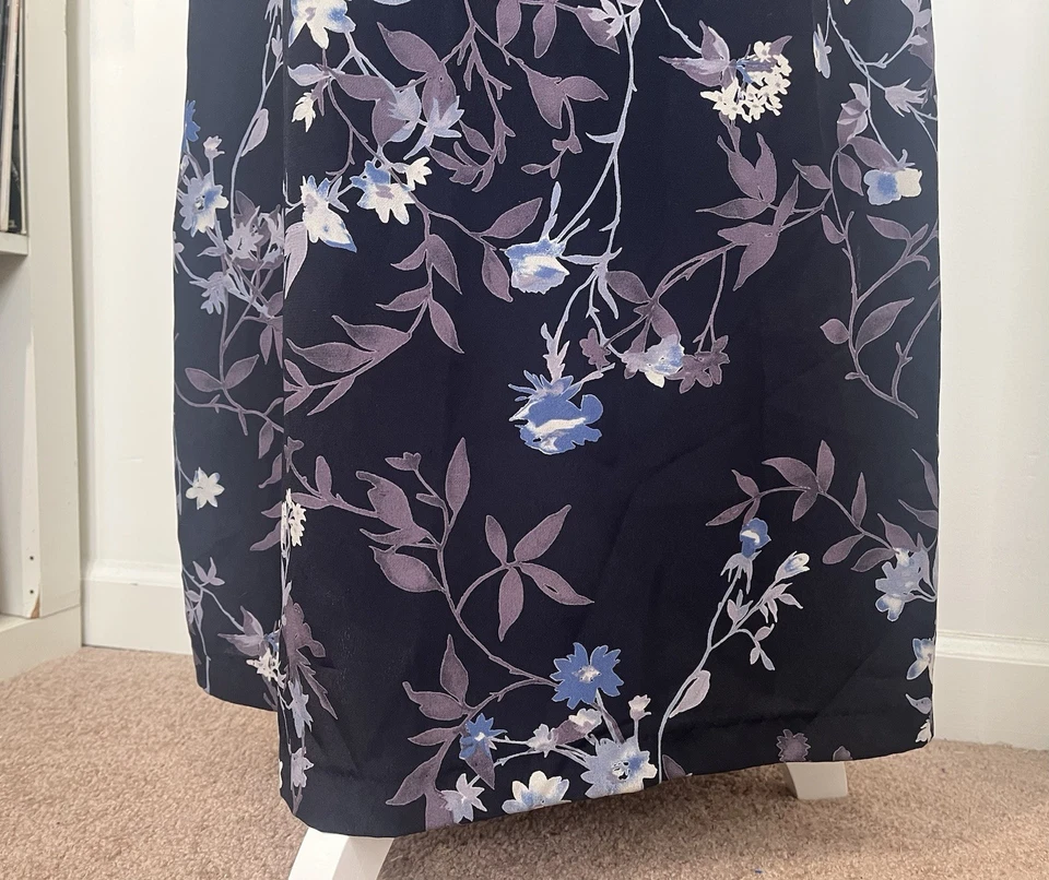 Maxi Falda Vintage Años 90’s Envoltura Azul Moody Estampado Floral Malla Abertura Lateral Para Mujer’s 8 Foto 4 de 4