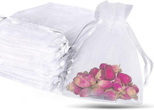 100PCS White Organza Bags - 3X4 Inch Sheer Wedding Favor Bags with Drawstring fo