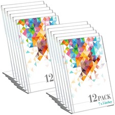 12 Pcs Acrylic Sign Holder 5 x 7 Inch Slanted Back Clear Plastic Sign Holder ...