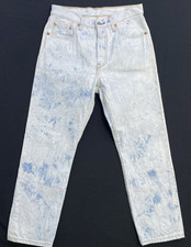 Womens Levi's 501 Original Selvedge Cropped Jeans Scribble Down Wash 28x26