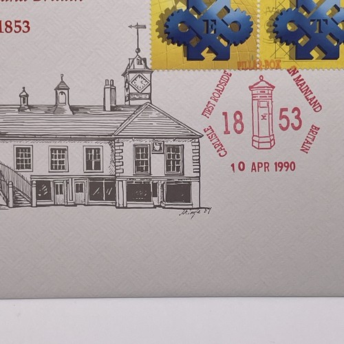 CARLISLE First Road-side Pillar Box in Britain 1990 Postmark PMK Queen Stamp FDC - Picture 7 of 12
