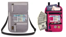 RFID Blocking Travel Neck Pouch, Passport Holder, Multicolor