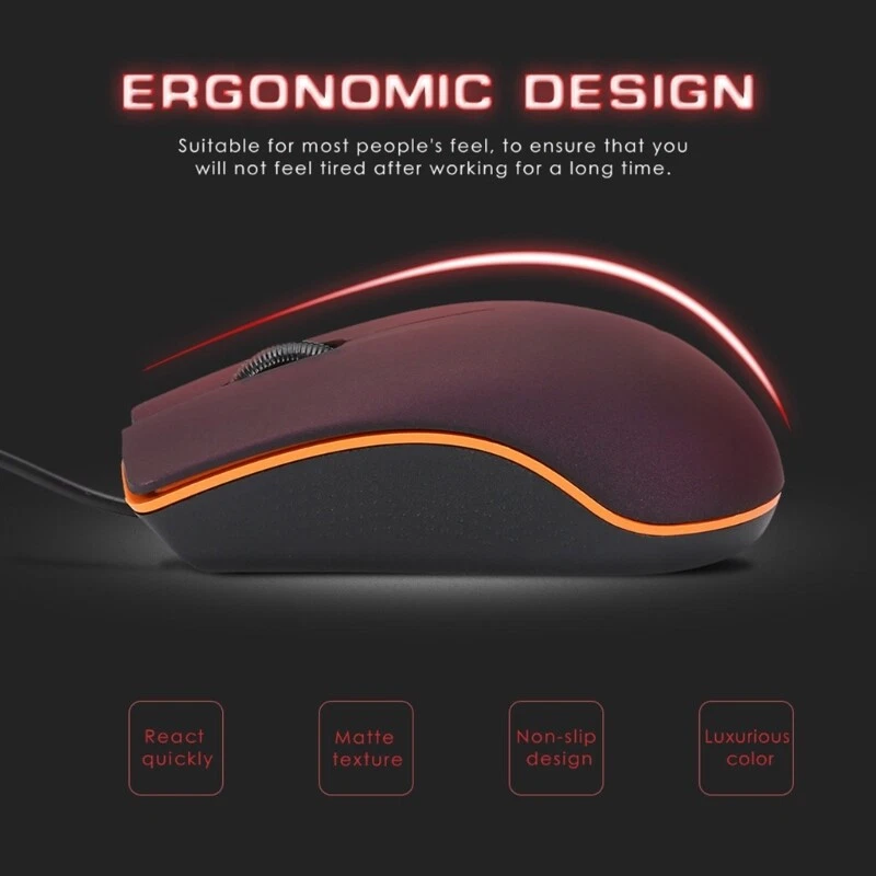 Wired Gaming Mouse USB 3D Purple Black Streamline Design 1200DPI Computer Mice - Image 2 of 4
