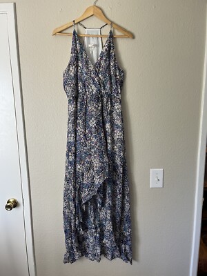 Lavender Brown LA Boutique Made In USA Floral Rayon Open Front Maxi Dress Halter | eBay Lavender Brown LA Boutique Made In USA Floral Rayon Open Front Maxi Dress Halter | eBay