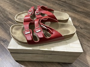 red patent leather birkenstocks