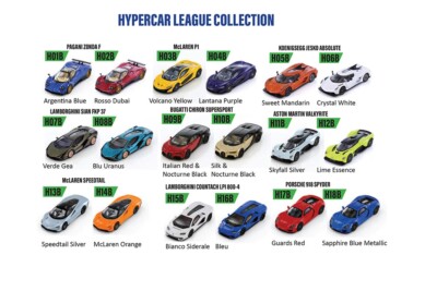 PosterCars 1:64 Scale Hypercar League Collection Diecast model car No 1 to 18