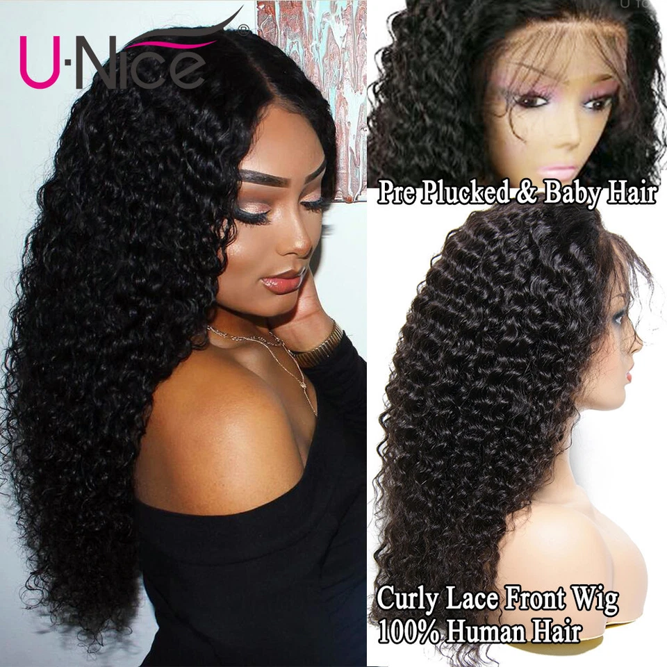 Парик UNice малазийский кудрявый 13x4 парики с кружевной передней частью из натуральных человеческих волос для черных женщин 18 дюймов США - Изображение 3 из 4