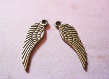 10 Angel Wing Charms Antique Bronze Tone 2 Sided Findings 17mm Jewelry Making