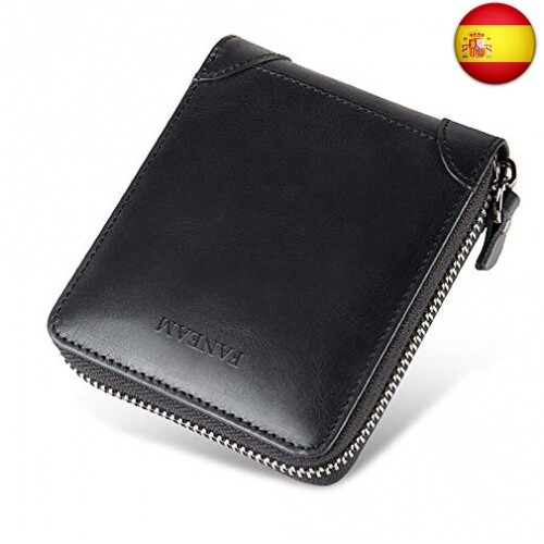 Faneam Cartera Hombre Cuero Autentico Billetera Hombre Piel RFID