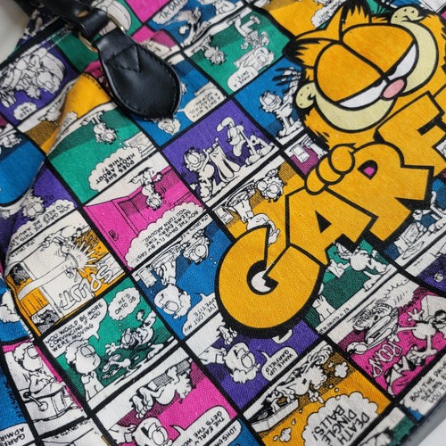 VTG Garfield Cartoon Strip Paws Tote Duffel Zipper Travel Shoulder Strap Bag - Picture 12 of 22