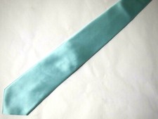 Puccini Mens Necktie Tie Solid Aqua Blue Gloss Thick Microfiber 58" Career