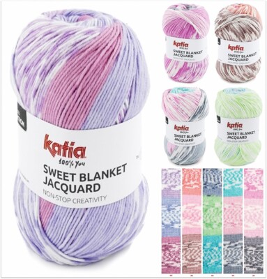 200g Katia Sweet Blanket Jacquard Farbverlauf Garn Stricken Häkeln GP 63,75 /1kg