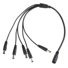CCTV Security Camera 2.1mm 1 to 5 Port Power Splitter Cable Pigtails 12V DC BLK