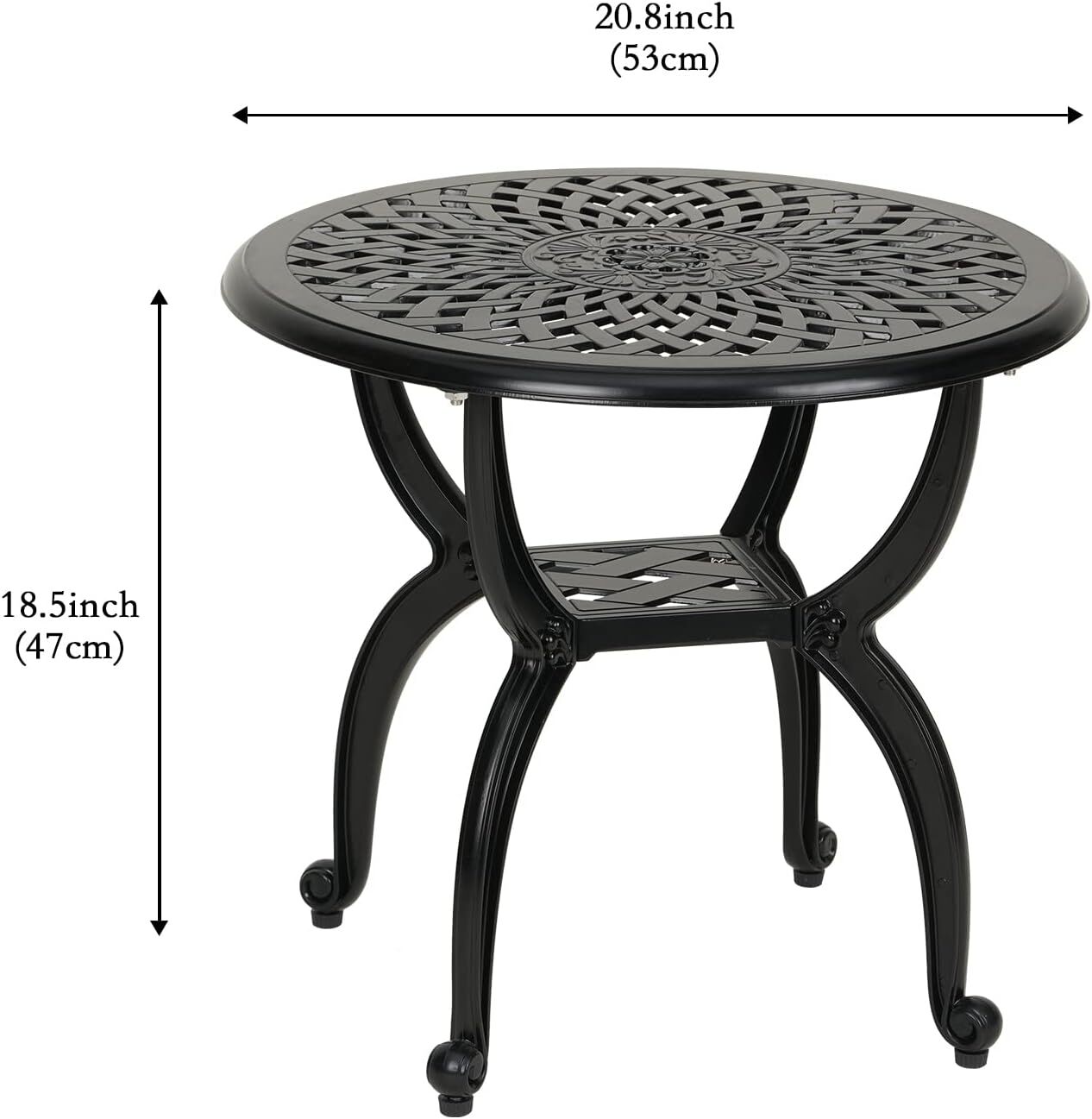 Cast Aluminum Outdoor Side Table AntiRust Outdoor End Table Patio