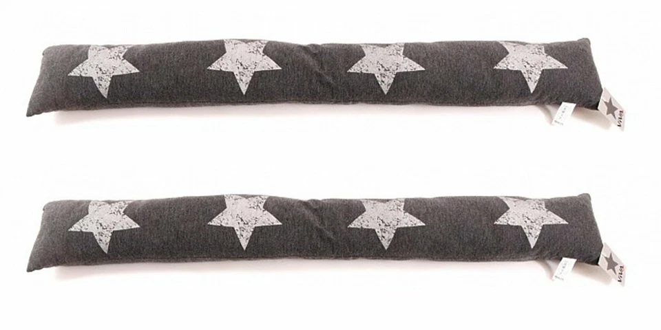 2x Türwindstopper Zugluftstopper Wind Türluftstopper  Grau Schwarz STERNE 90cm - Bild 2 von 4