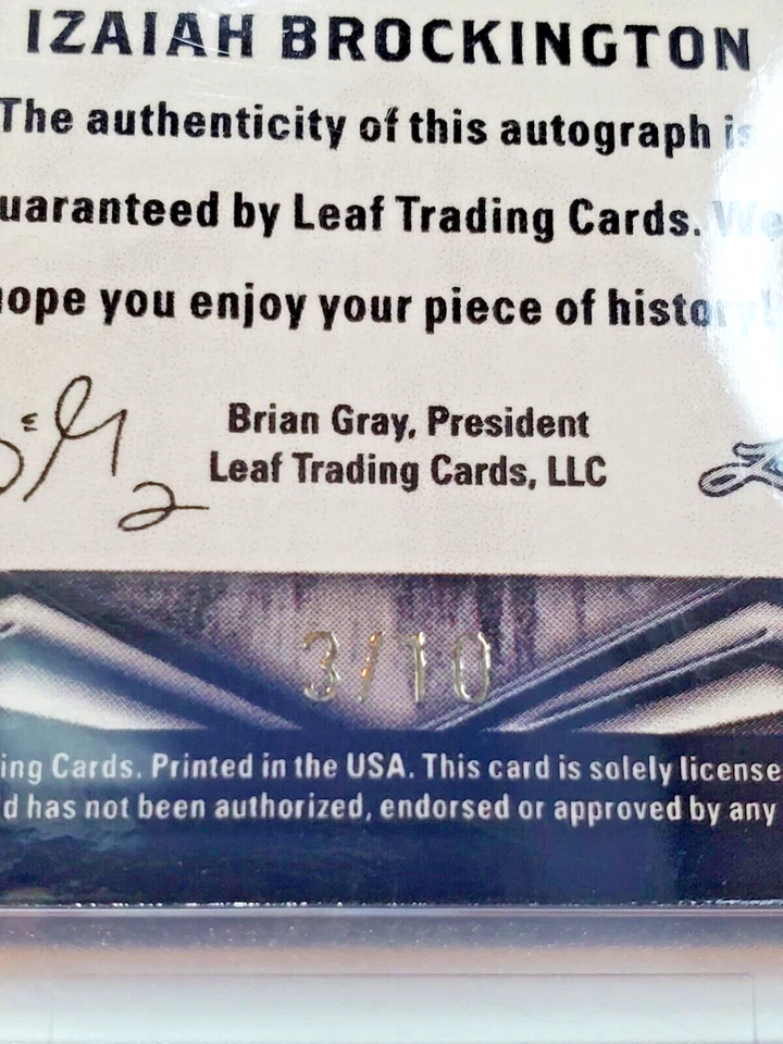 Izaiah Brockington 2022-2023 Leaf Exotic Snake Auto #BA-IB1 Rookie 3/10 Pelicans - Image 3 of 4